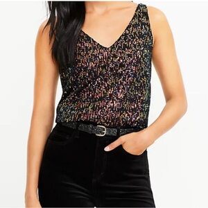 Multi-color rainbow sequins top by Loft
